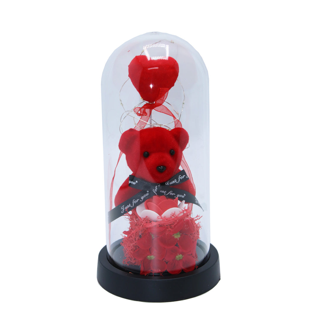 Teddy Bear Light Up With Heart & Flowers