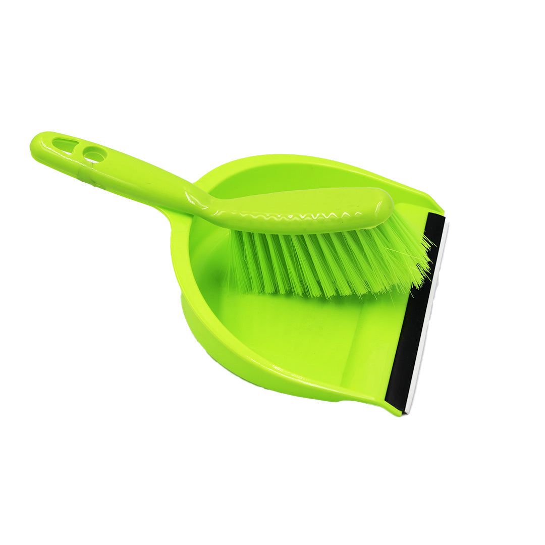 Dustpan & Brush Set 2Pc 22Cm Rubber Tip Budget