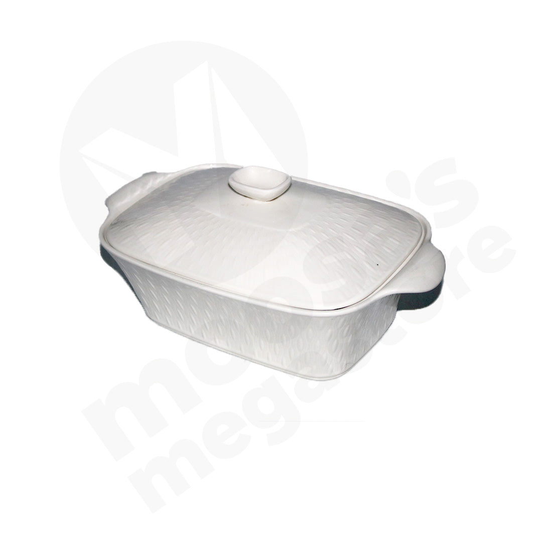 Soup Toureen 25X19X8Cm White Embossed With Lid