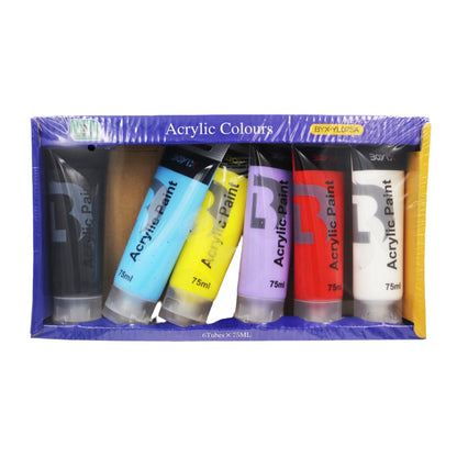 Acrylic Paint 6Tubes 75Ml Byx-Ylo75A