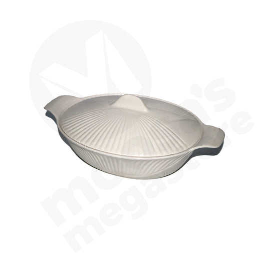 Soup Toureen 24X24X7.5Cm Oval White Embossed