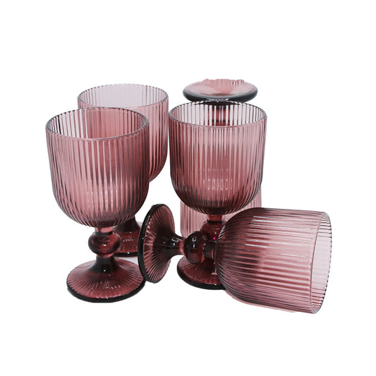 Tumb 6Pc Wine 14X8Cm Tinted Embossed   Ribbed