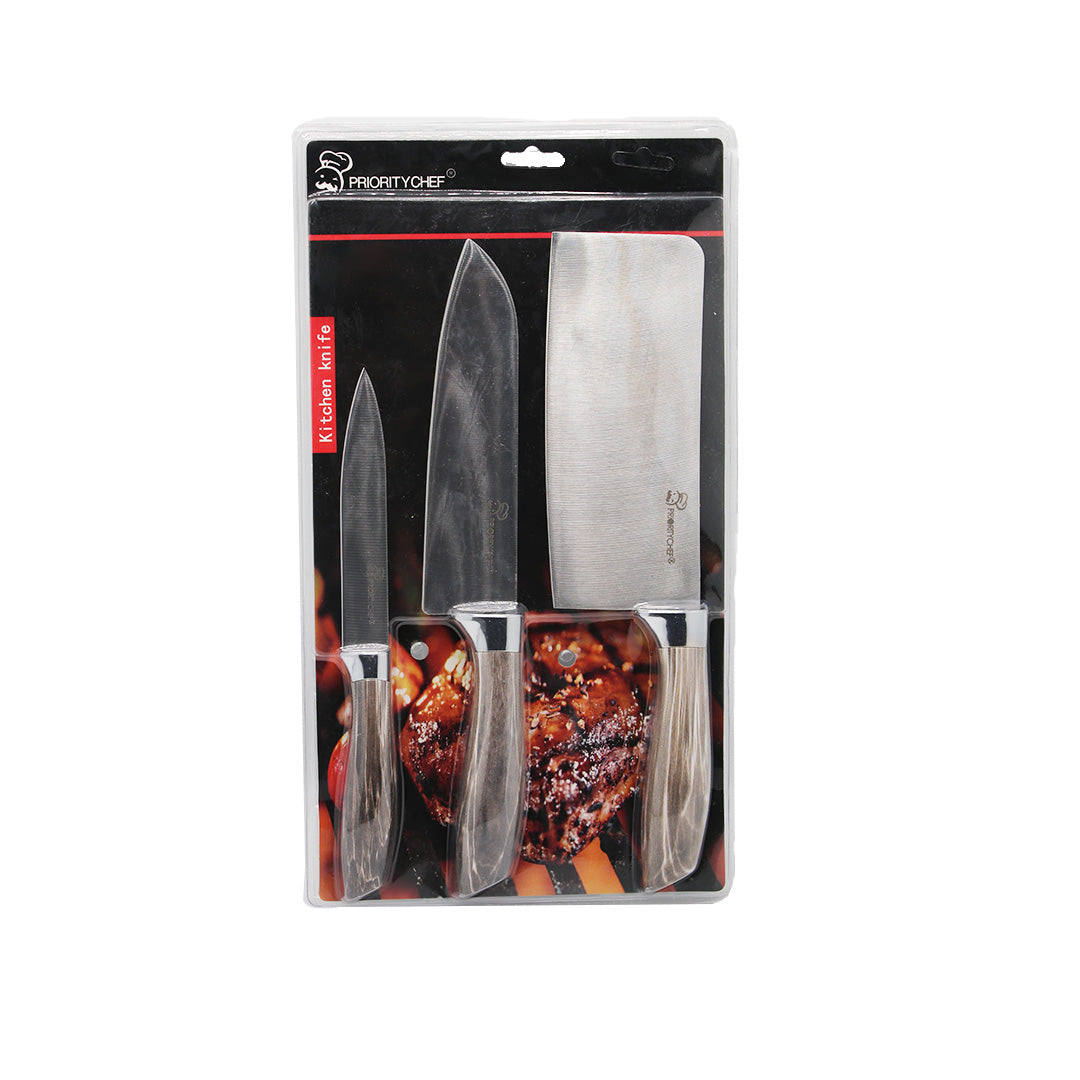 Knife Set 3Pc Priority Chef Blister Pack