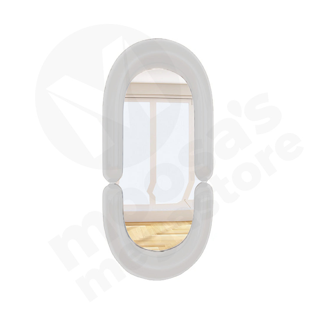 Mirror 28X18Cm Oval Plastic White Frame