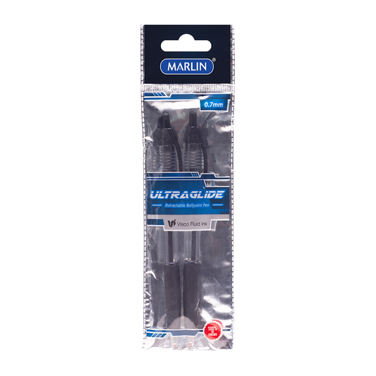 Marlin Pen 2Pc Retractable  Rubber Grip Black