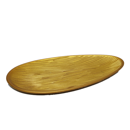 Platter 40X22Cm Wooden Gold Egg Shape