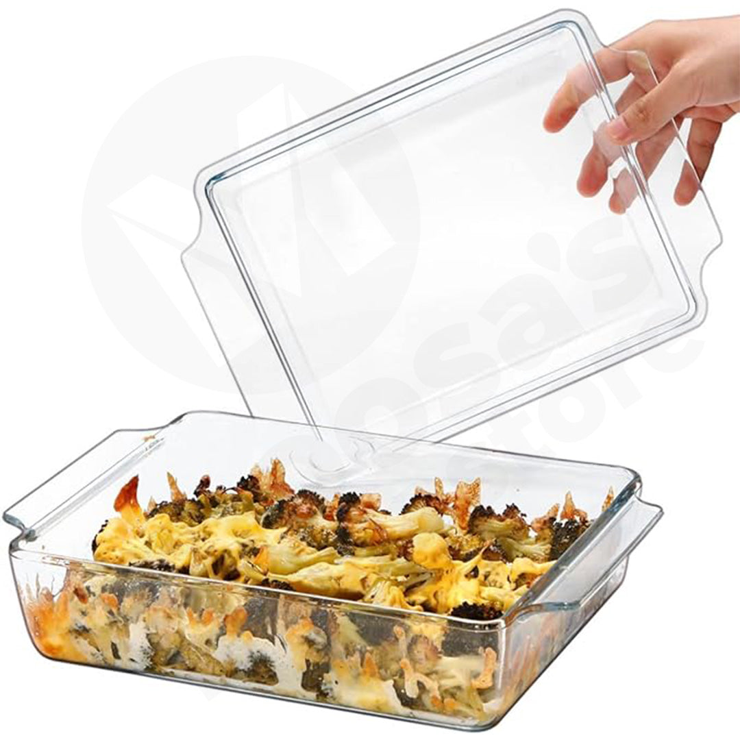 Casserole  2L With Lid Square Tempered Glass