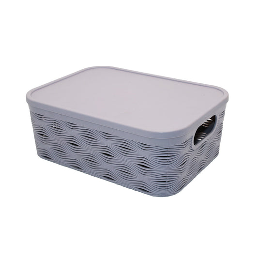 Storage Basket 28X20X10Cm With Lid Plastic