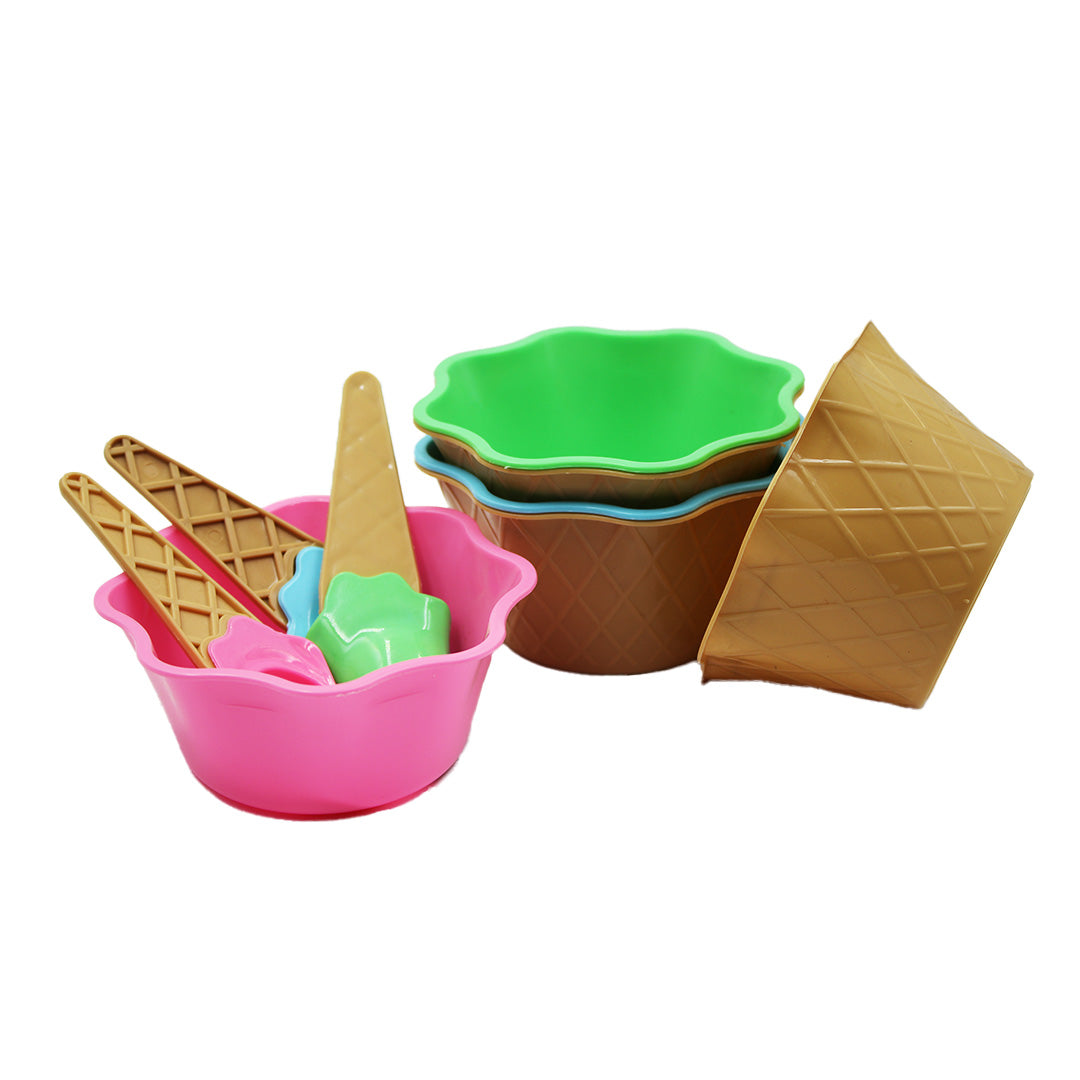 Ice Cream Bowl 3Pc With Spoon Plastic