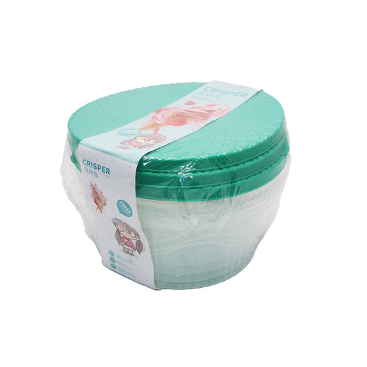 Container 3Pc 19X14Cm Round Crisper