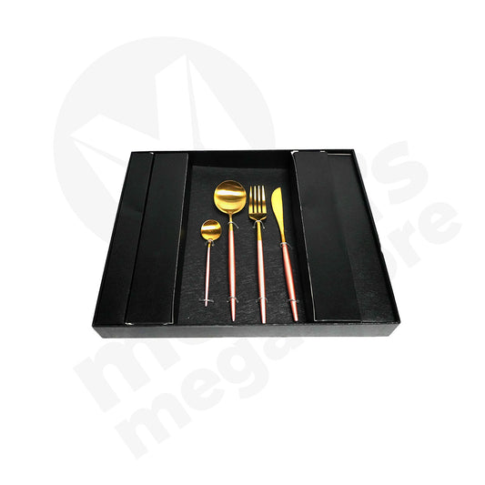 Cutlery Set 24Pc Gold Black/White/Rose Gold Handle