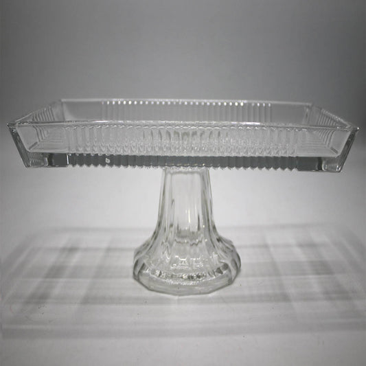 Cake Stand 27X14X10Cm Rectangle  Footed Emb Glass