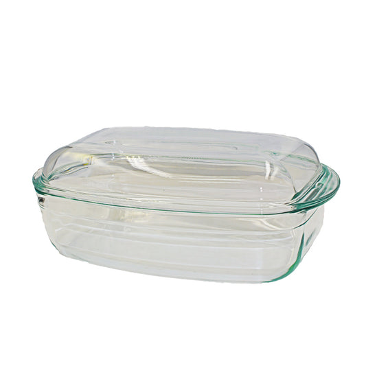 Casserole  Rect 6L With  Lid  Borosilicate Aqua