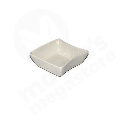 Bowl 11.5X5Cm Sqr Wht 2Sides Curved