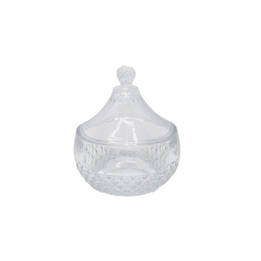 Candy Bowl 10X6Cm Clear Embossed  Dome Lid Iman