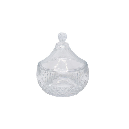 Candy Bowl 10X6Cm Clear Embossed  Dome Lid Iman