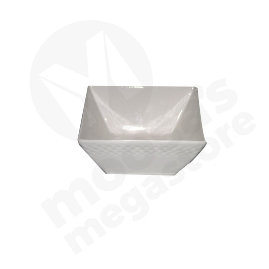 Bowl 15.5X6.5 Square Squares White Embossed Deep