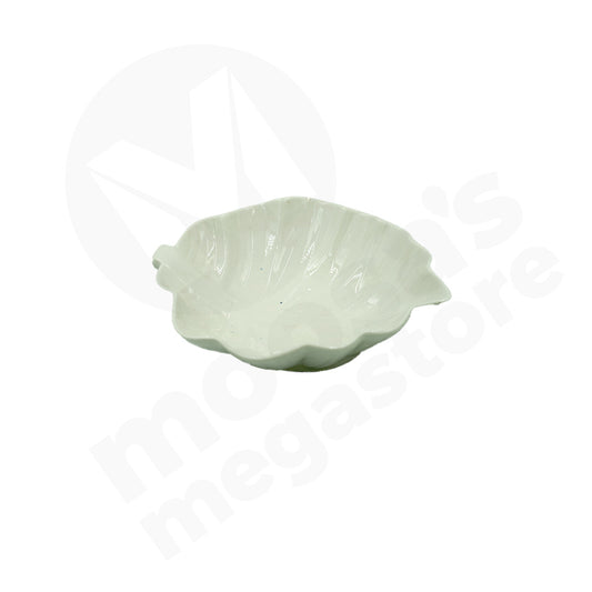 Bowl 22X19Cm Leaf Shape White Embossed