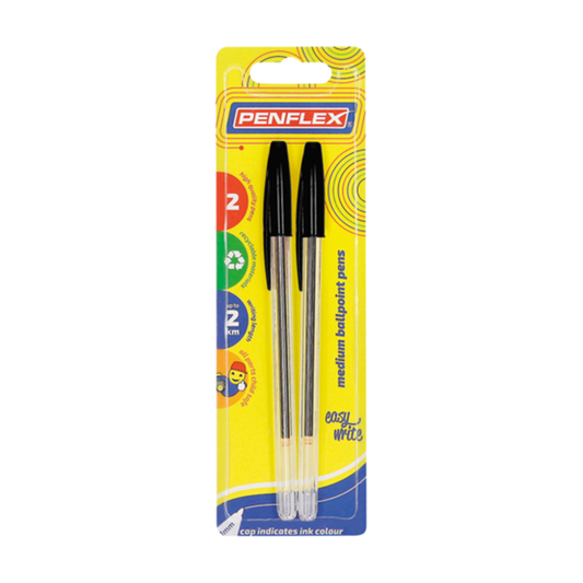 Penflex Pen 2Pc Black Ballpoint Carded