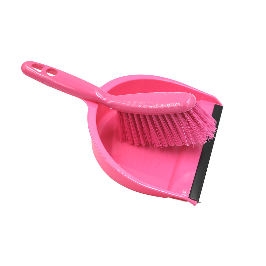 Dustpan & Brush Set 2Pc 22Cm Rubber Tip Budget