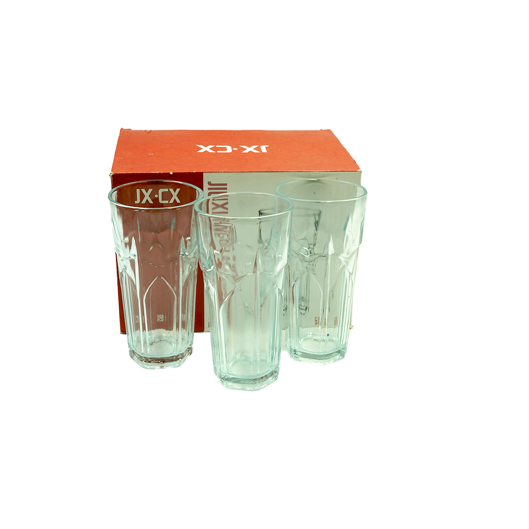 Tumbler 6Pc 14X7.5Cm Clear Embossed Jx98