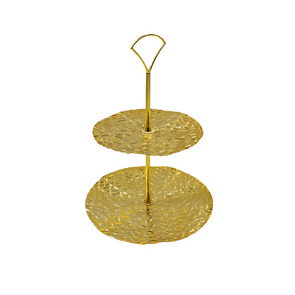 Cake Stand 2Tier 18/14Cm Round Gold