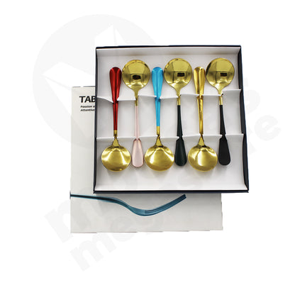 Spoon 6Pc European Gold Multi Colour Handle