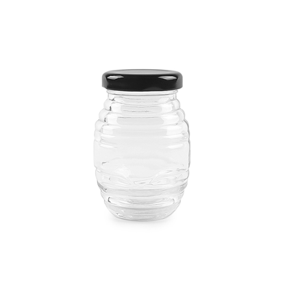 Jar Glass 15X7.5Cm 700Ml Beehive Black Lid