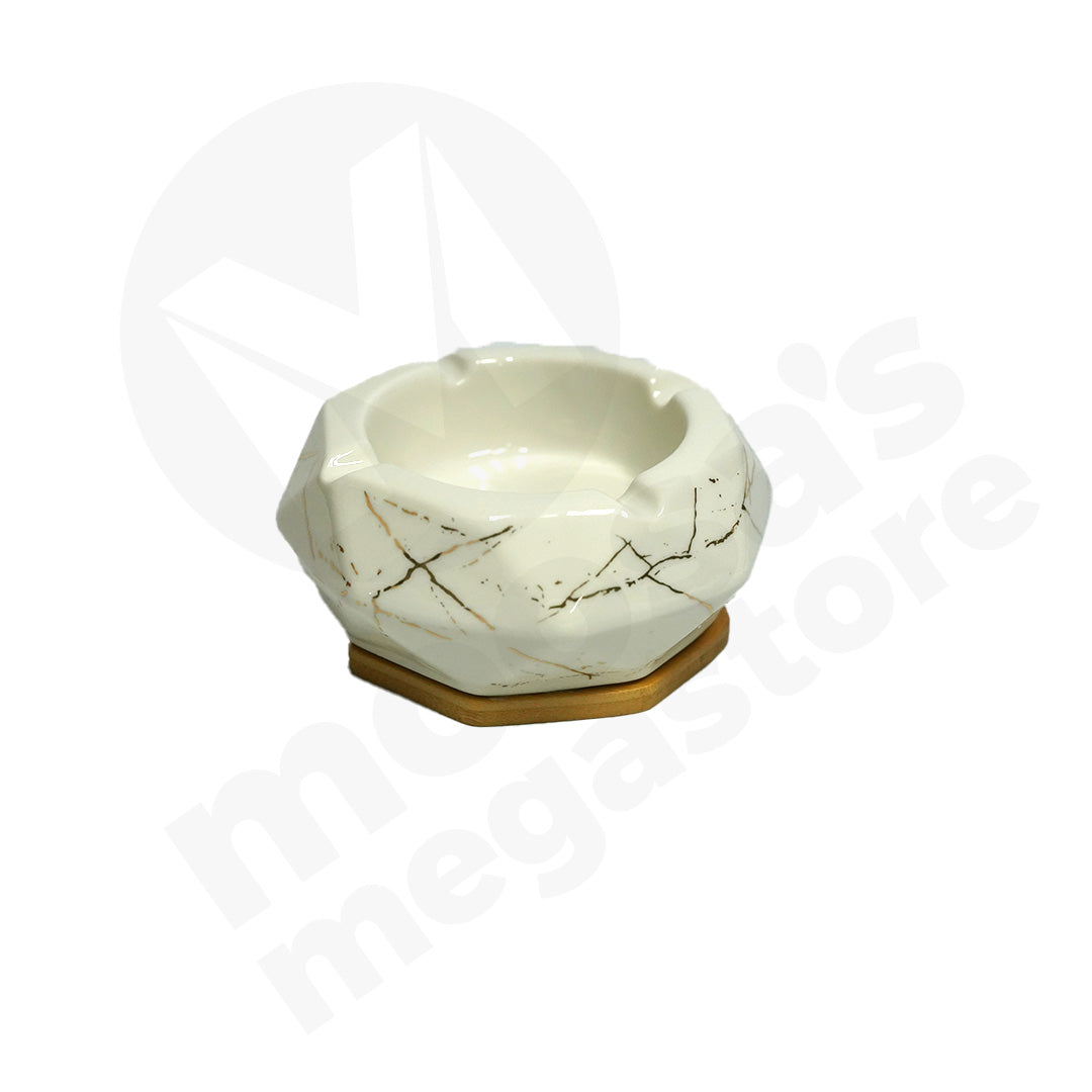 Marble Ashtray Bamboo Base (10Cm)