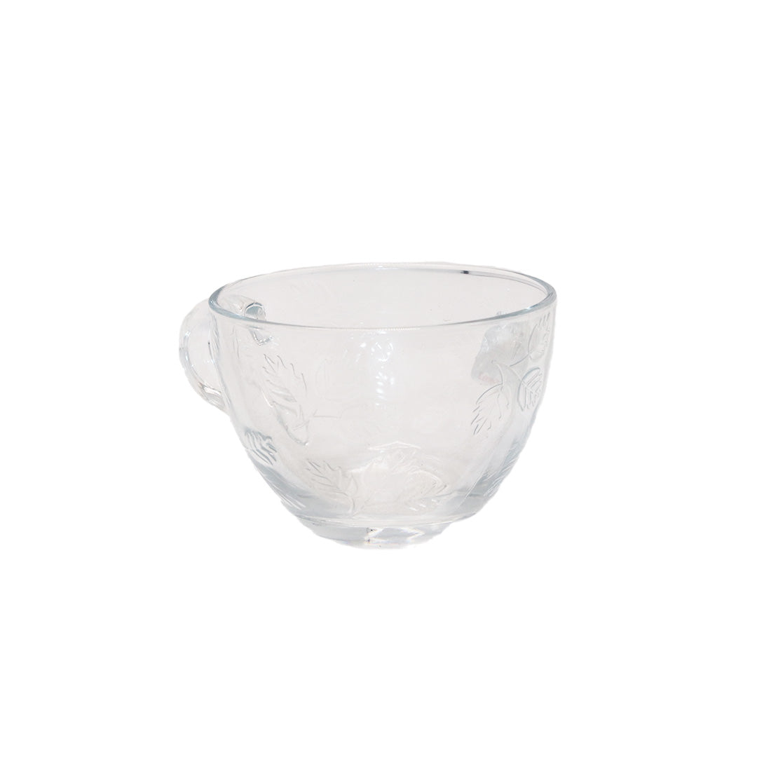 Cup 6X9Cm Clear With Leaf Design 40176