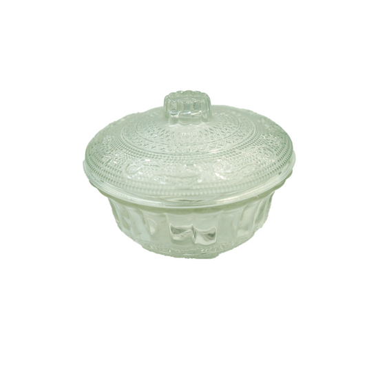 Sugar Bowl With Lid 4Inch  Clear Embossed Tti