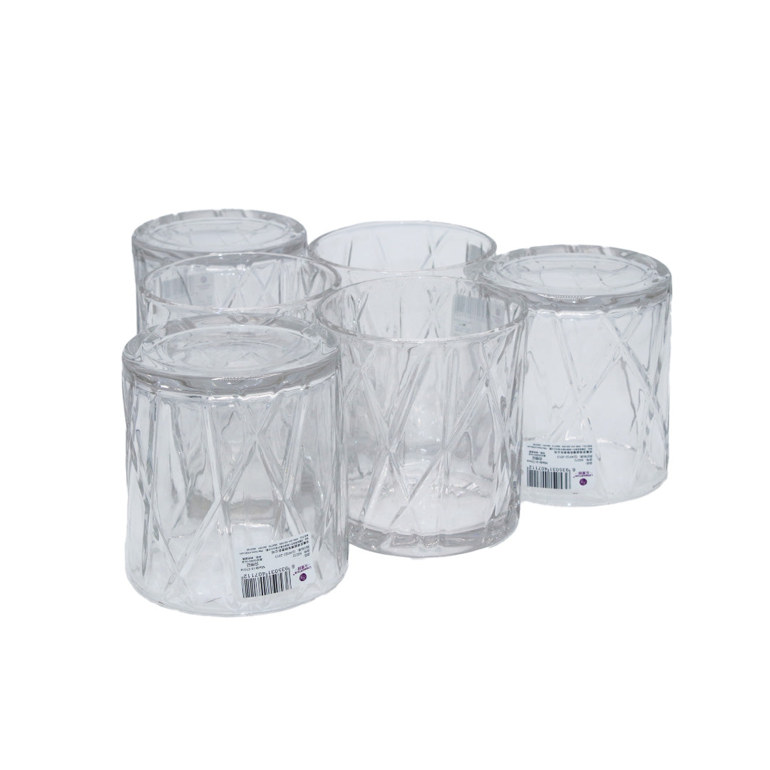 Tumb 6Pc 9X8.5Cm Glass Clear Embossed