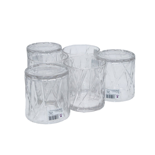 Tumb 6Pc 9X8.5Cm Glass Clear Embossed