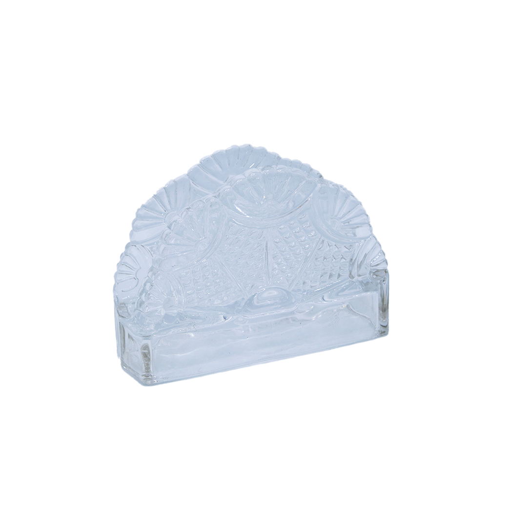 Napkin Holder 12X10Cm Glass Clear Embossed