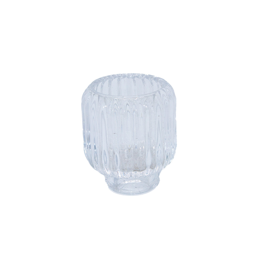 Candle Holder  8X5.5Cm Clear Embossed  2In1