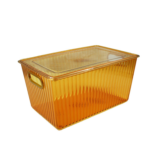 Container 27X17X13Cm Clear Embos Plastic Gold Hndl