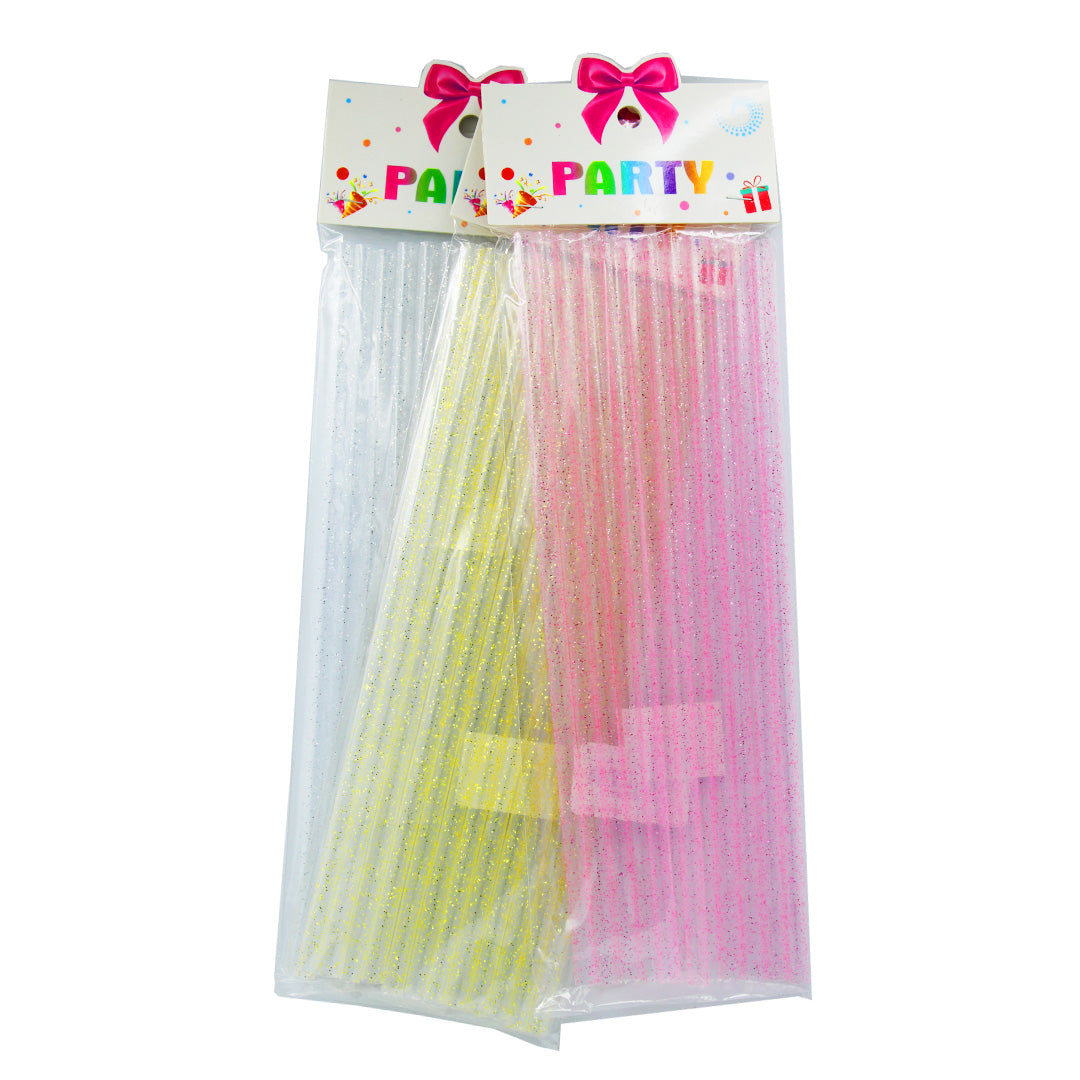 Straw 12Pc 25Cm Party Glitter