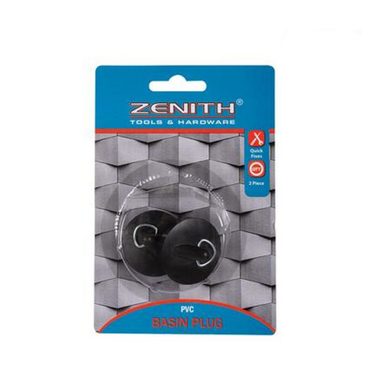 Basin Plug 2Pc Black Rubber Zenith