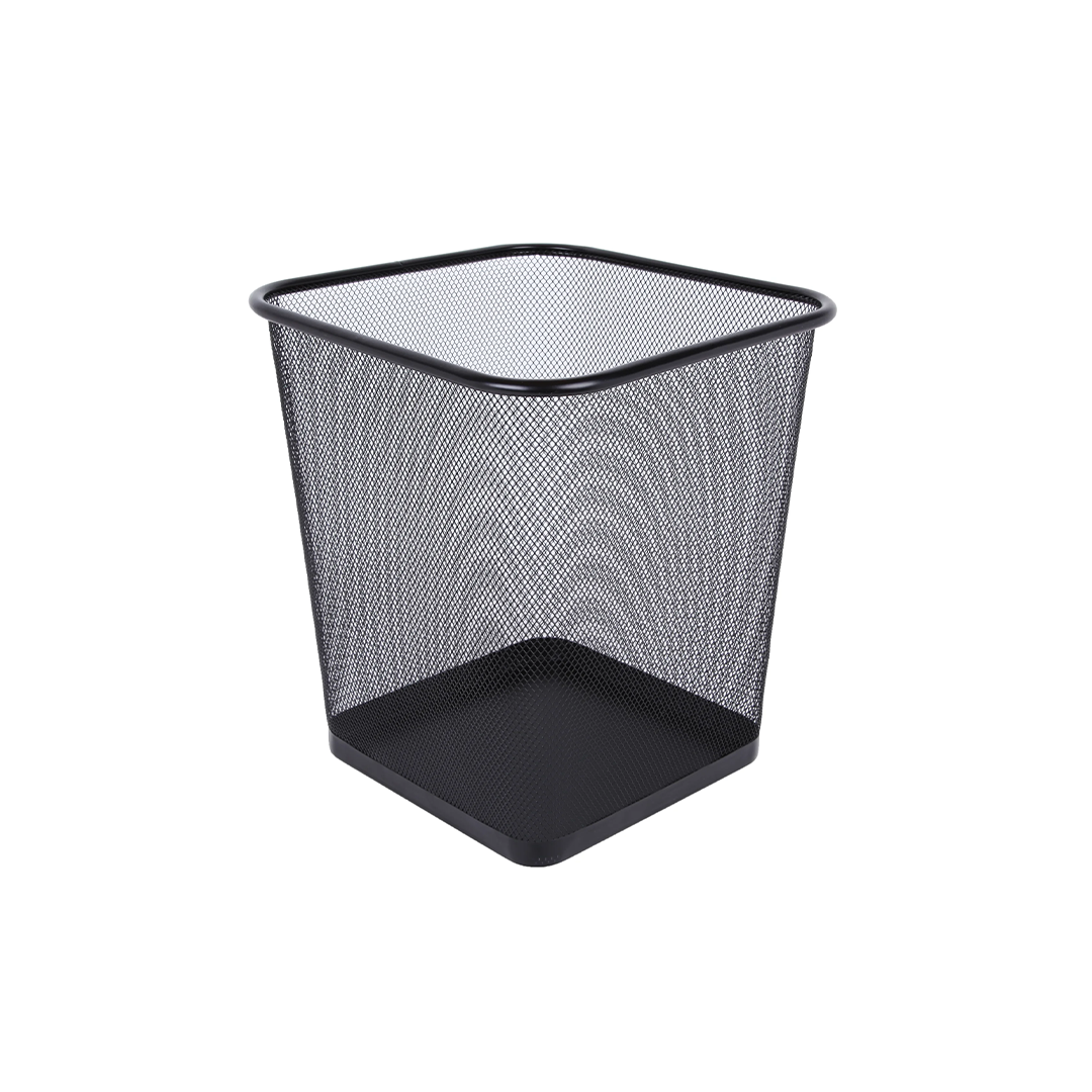 Waste Paper Basket 30X25Cm Square Round Mesh Black