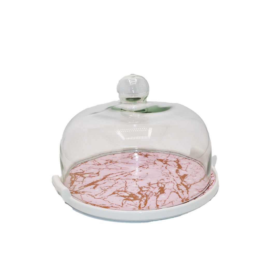 Cake Dome 25Cm Ceramic Base Glass Dome