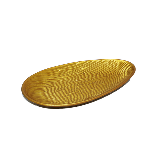 Platter 30X17Cm Wooden Gold Egg Shape