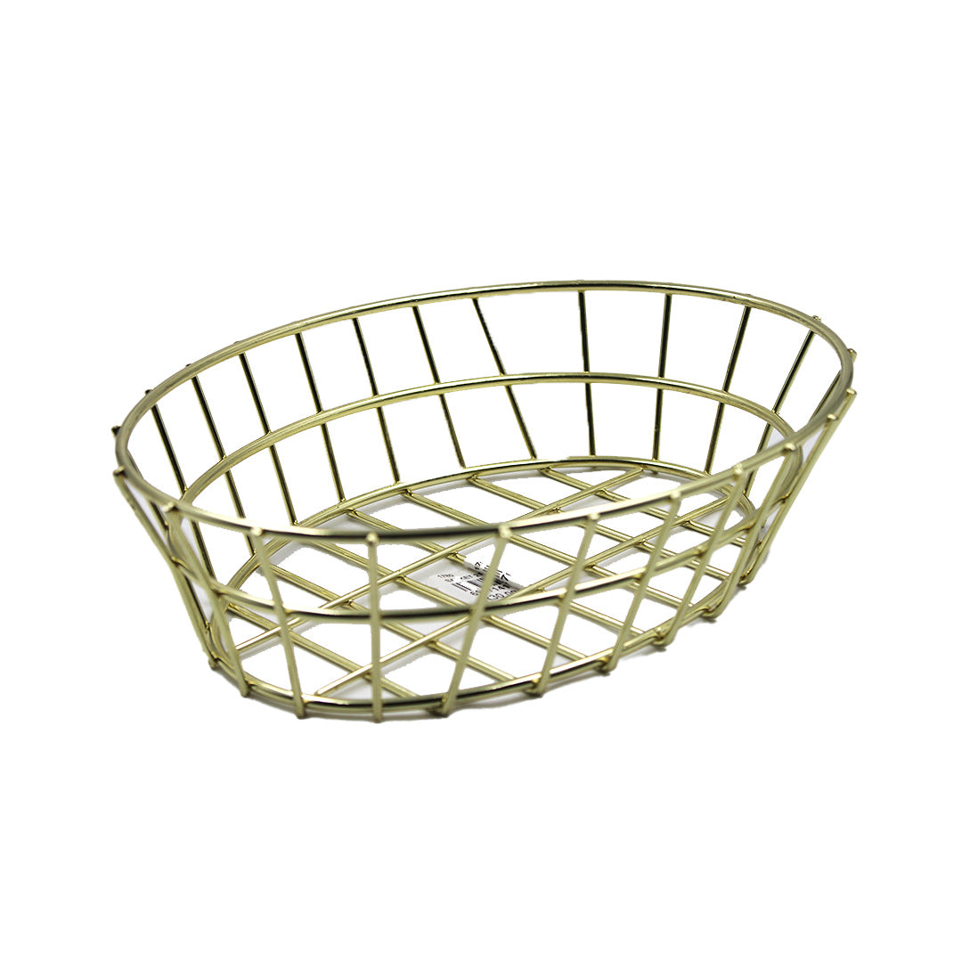 Basket 21X17Cm Oval Gold