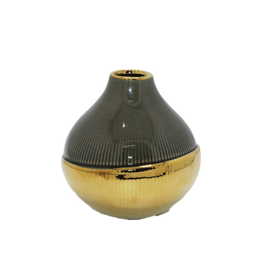 Vase Porc 14X4Cm Gold/Grey Fancy