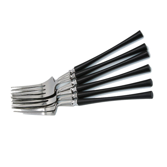 Fork 6Pc Black/White Plastic  Handle  Jiale