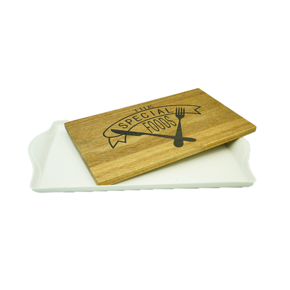 Platter Serving 36X22Cm Rectangle Whte Wooden Tray