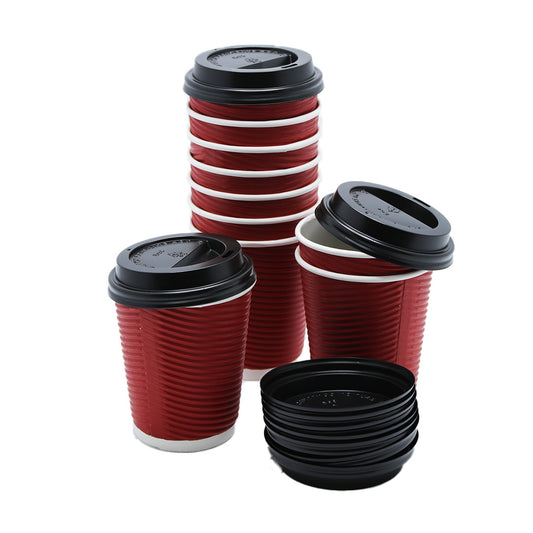 Paper Cup Coffee 10Pc With Lid 250Ml 9Cm Ripple