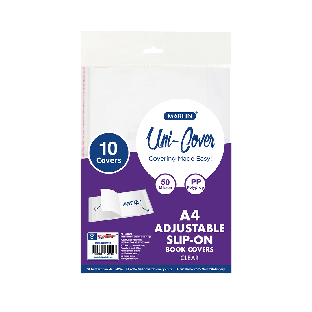 Marlin 10Pk A4 Adjustable Slip On Book Cover Clear MoosasMegaStore Marlin 10Pk A4 Adjustable Slip On Book Cover Clear MoosasMegaStore