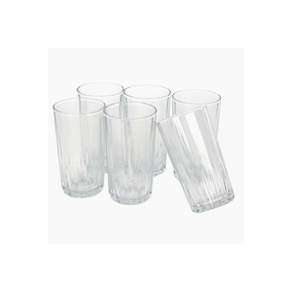 Tumbler 6Pc 324Ml  Clear Glass Embossed Yumi