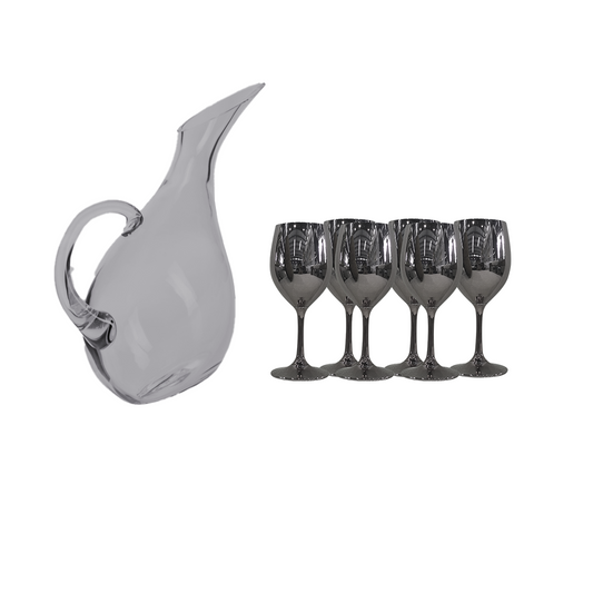 Tumbler 6Pc Wine With Jug Tinted Fancy