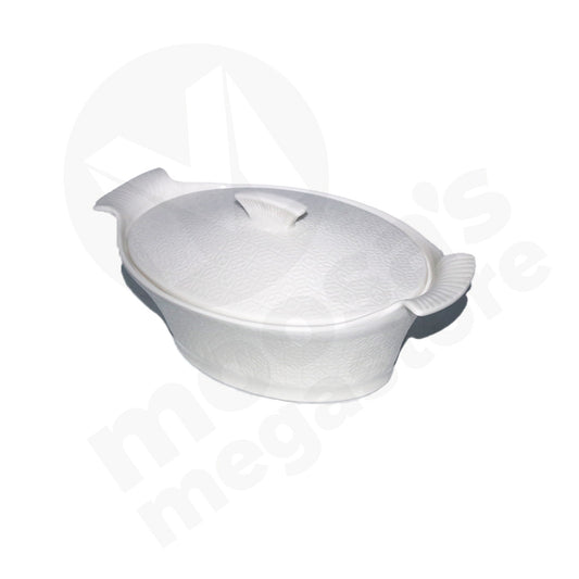 Soup Toureen 28X23X9Cm Oval White Embossed